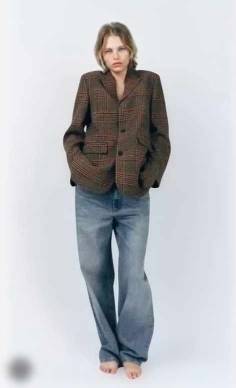 ZARA チェック柄 テーラードジャケット MEX 30