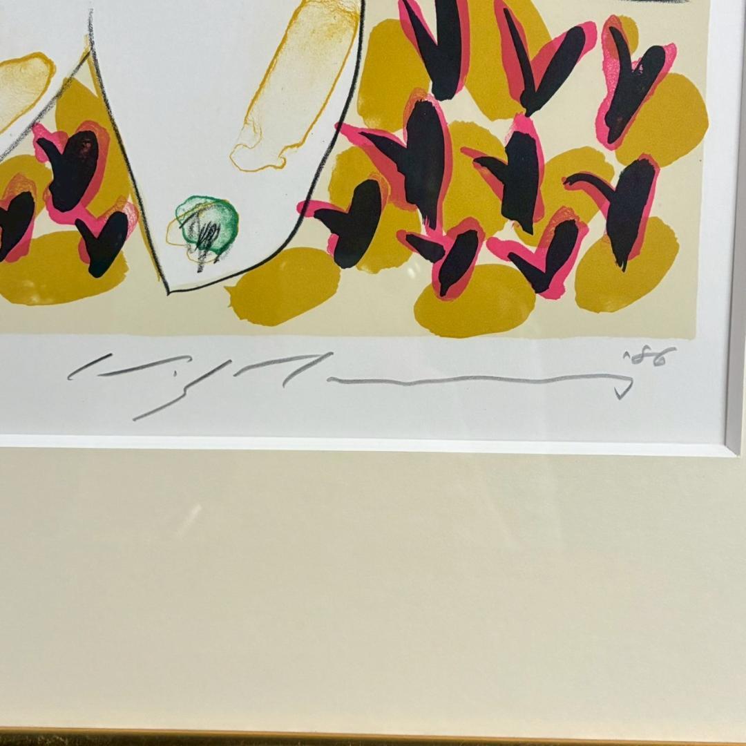 美品 池田満寿夫「黄色い服を着た女」リトグラフ 86年 直筆サイン・画廊シール有