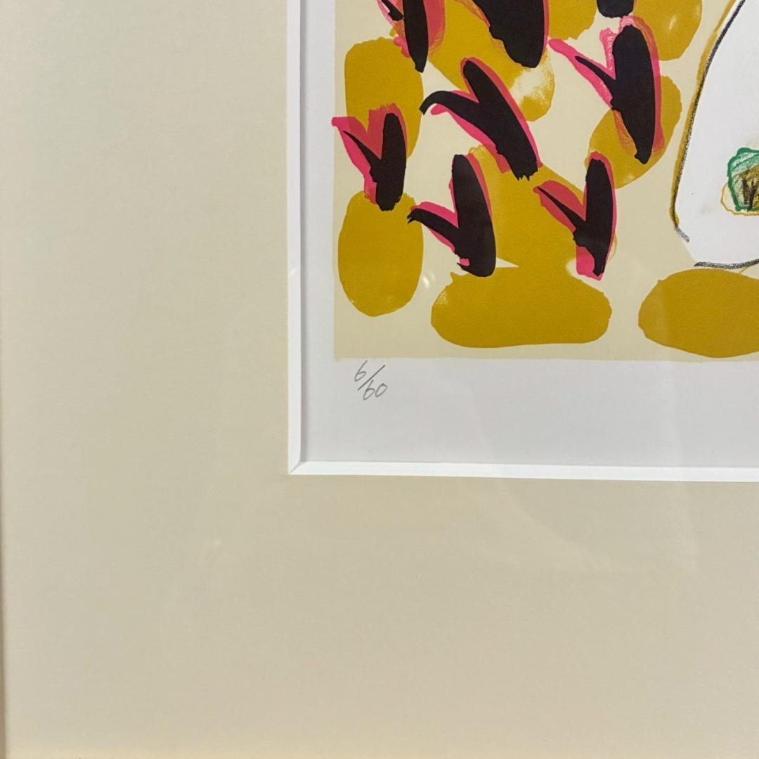 美品 池田満寿夫「黄色い服を着た女」リトグラフ 86年 直筆サイン・画廊シール有