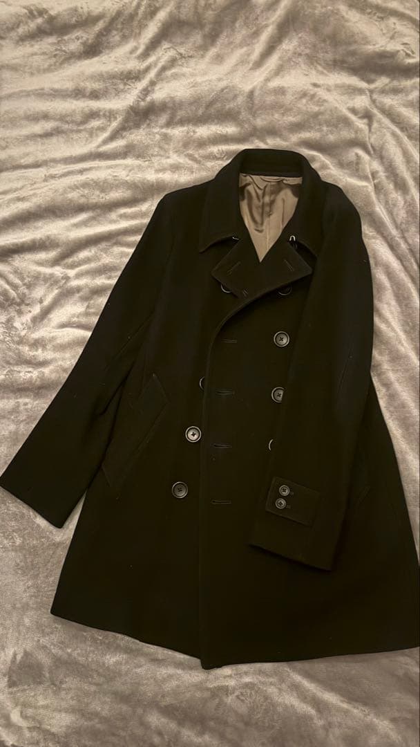 美品　エストネーション　カシミヤPコート　黒　サイズ46