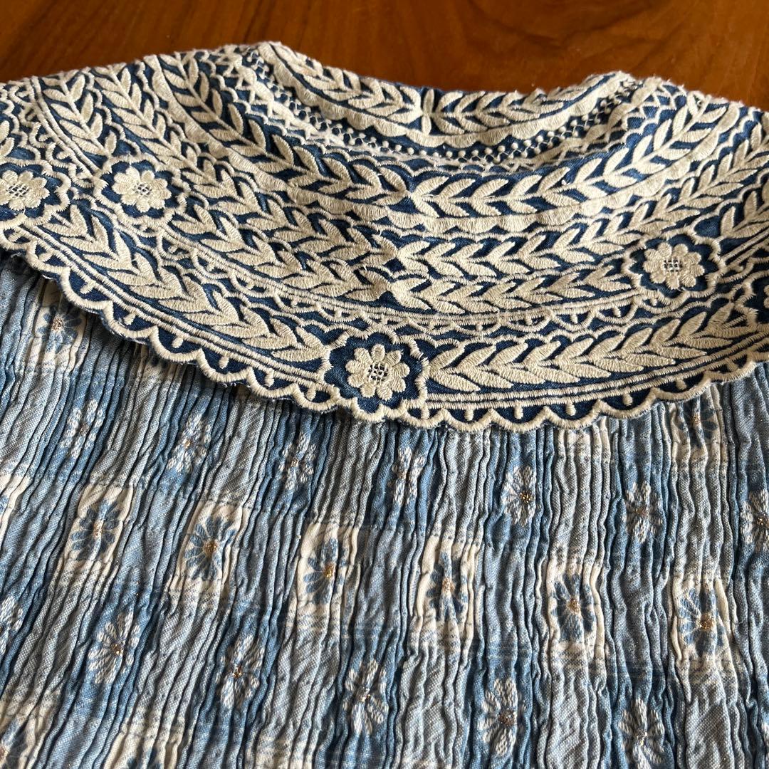 bonjour diary 刺繍花柄ワンピース　4y ヘアクリップ付き