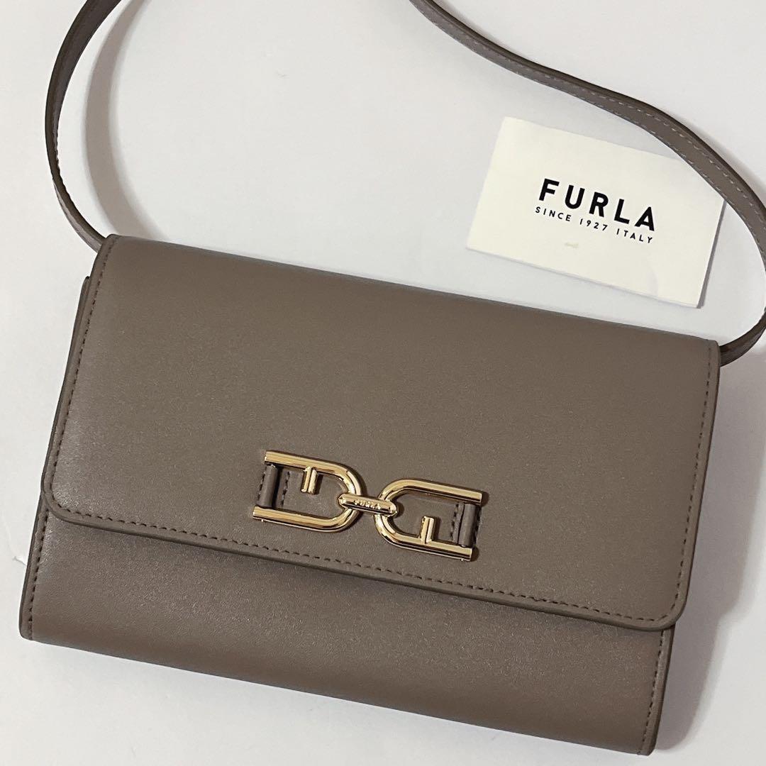 未使用級✨フルラ　Meti ショルダーバッグ　ウォレットショルダー　現行ロゴ　灰