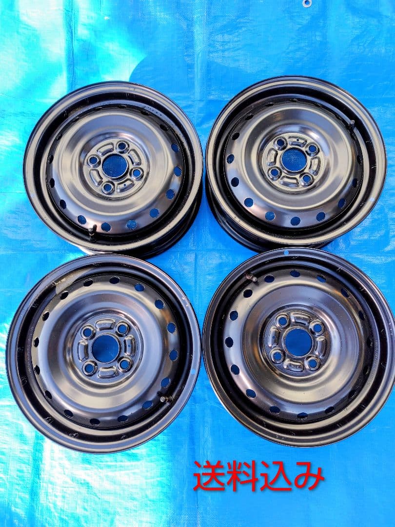 Ⓑ14インチ・スチールホイール4本、4H-100㎜、14✕4.5J、送料込み