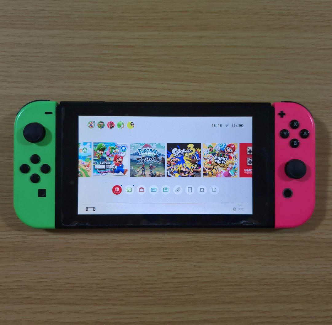 （ジャンク品）Nintendo Switch グリーン/ピンク 本体