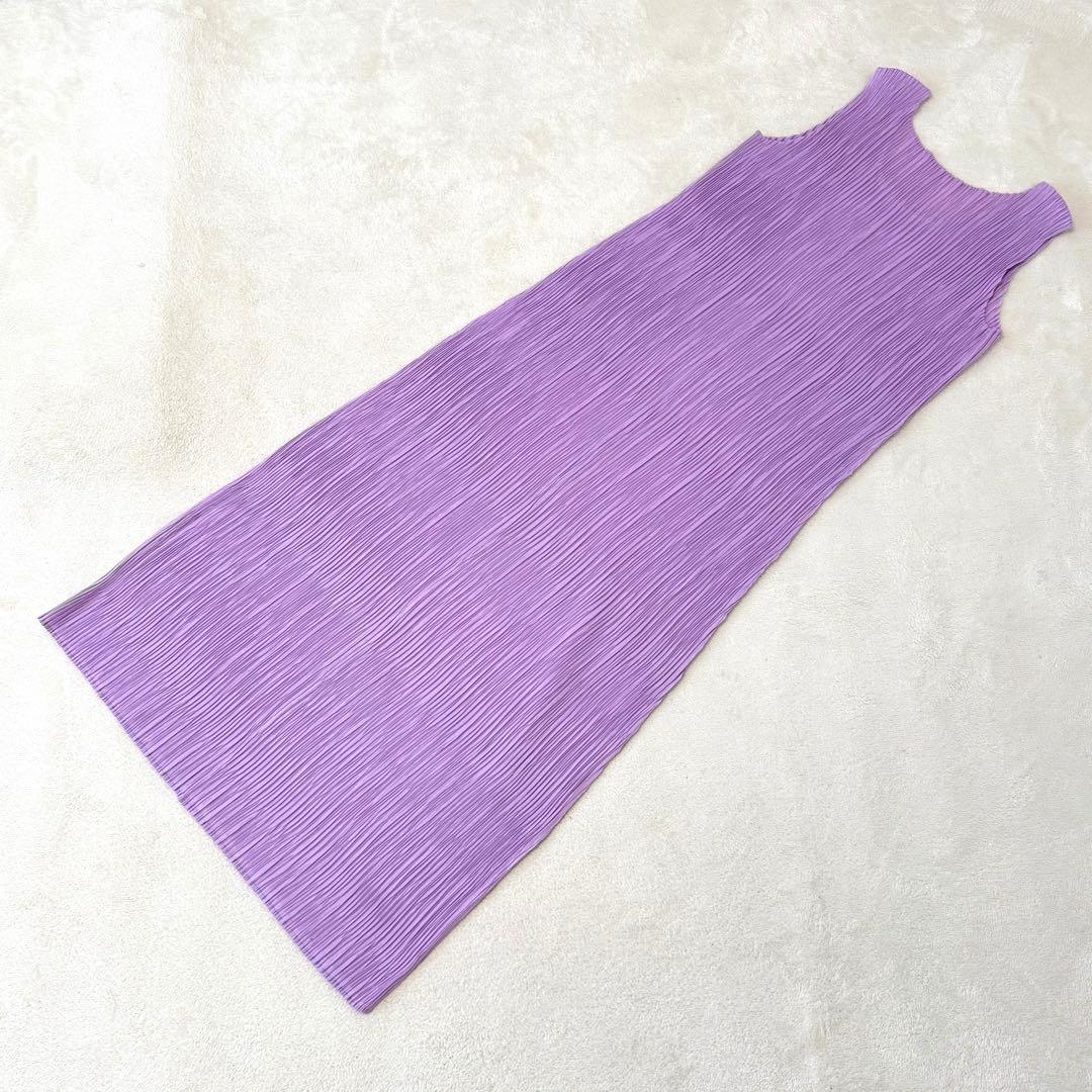 極美品✨PLEATS PLEASE プリーツ　ロングワンピース　マキシ丈　紫色