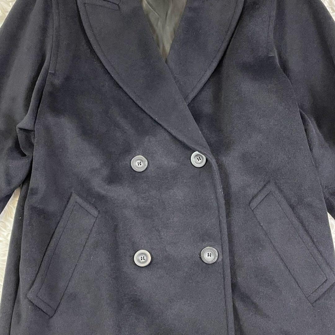 美品　マックスマーラ　ダブルチェスターコート　ロング丈　銀タグ　黒　42 XL
