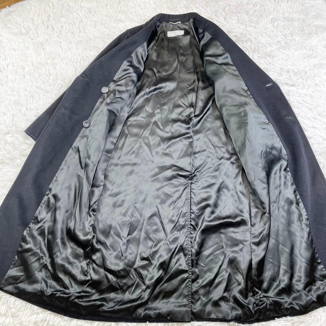 美品　マックスマーラ　ダブルチェスターコート　ロング丈　銀タグ　黒　42 XL