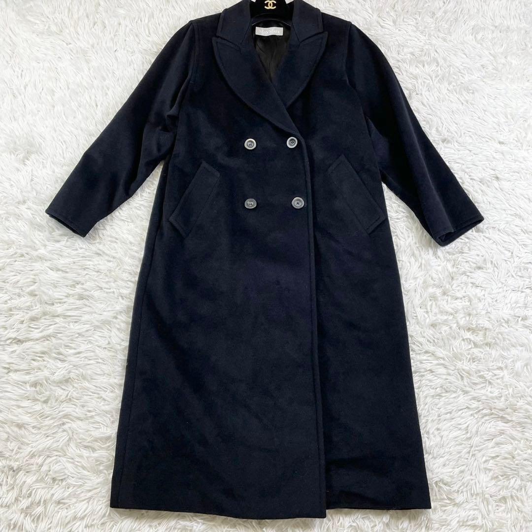美品　マックスマーラ　ダブルチェスターコート　ロング丈　銀タグ　黒　42 XL
