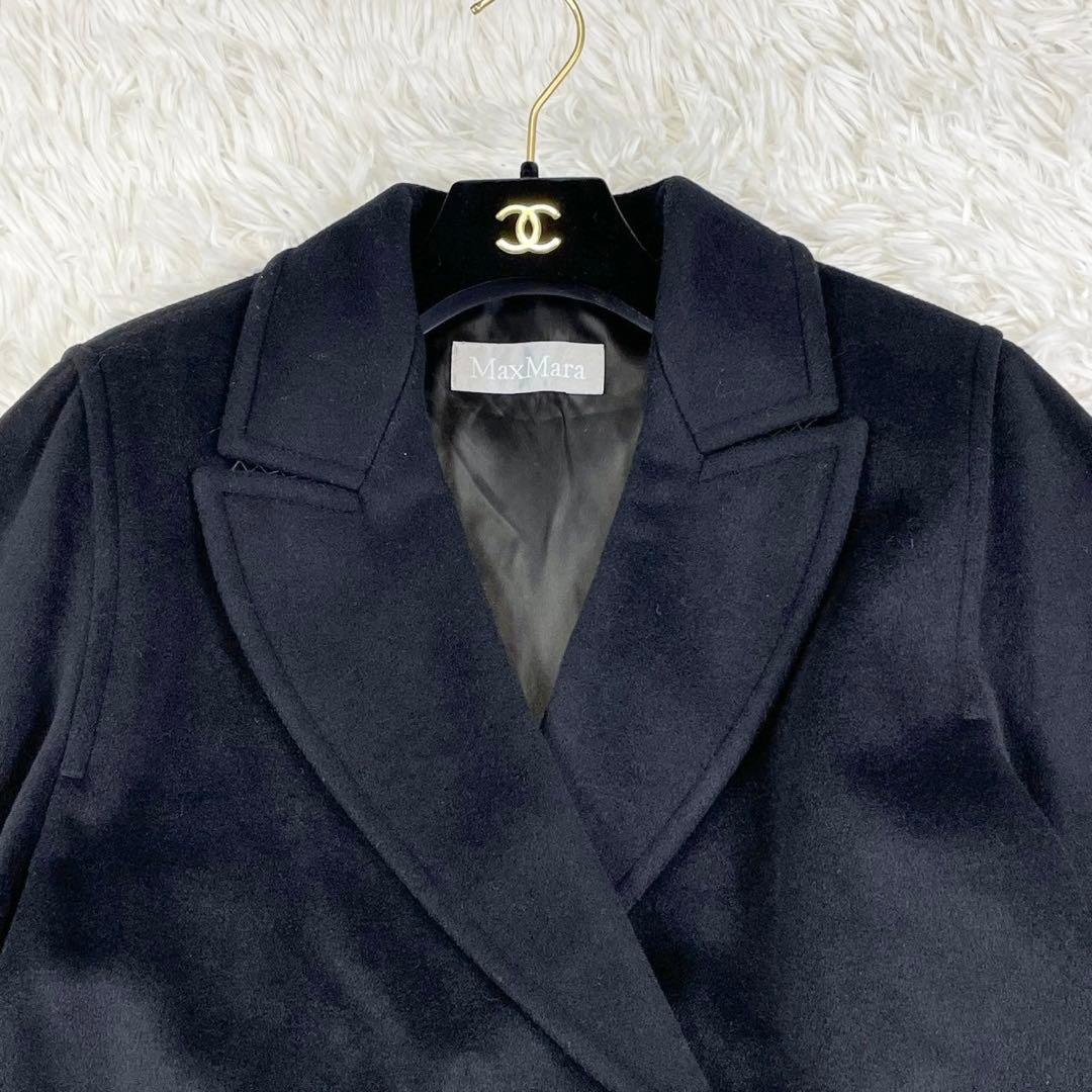 美品　マックスマーラ　ダブルチェスターコート　ロング丈　銀タグ　黒　42 XL