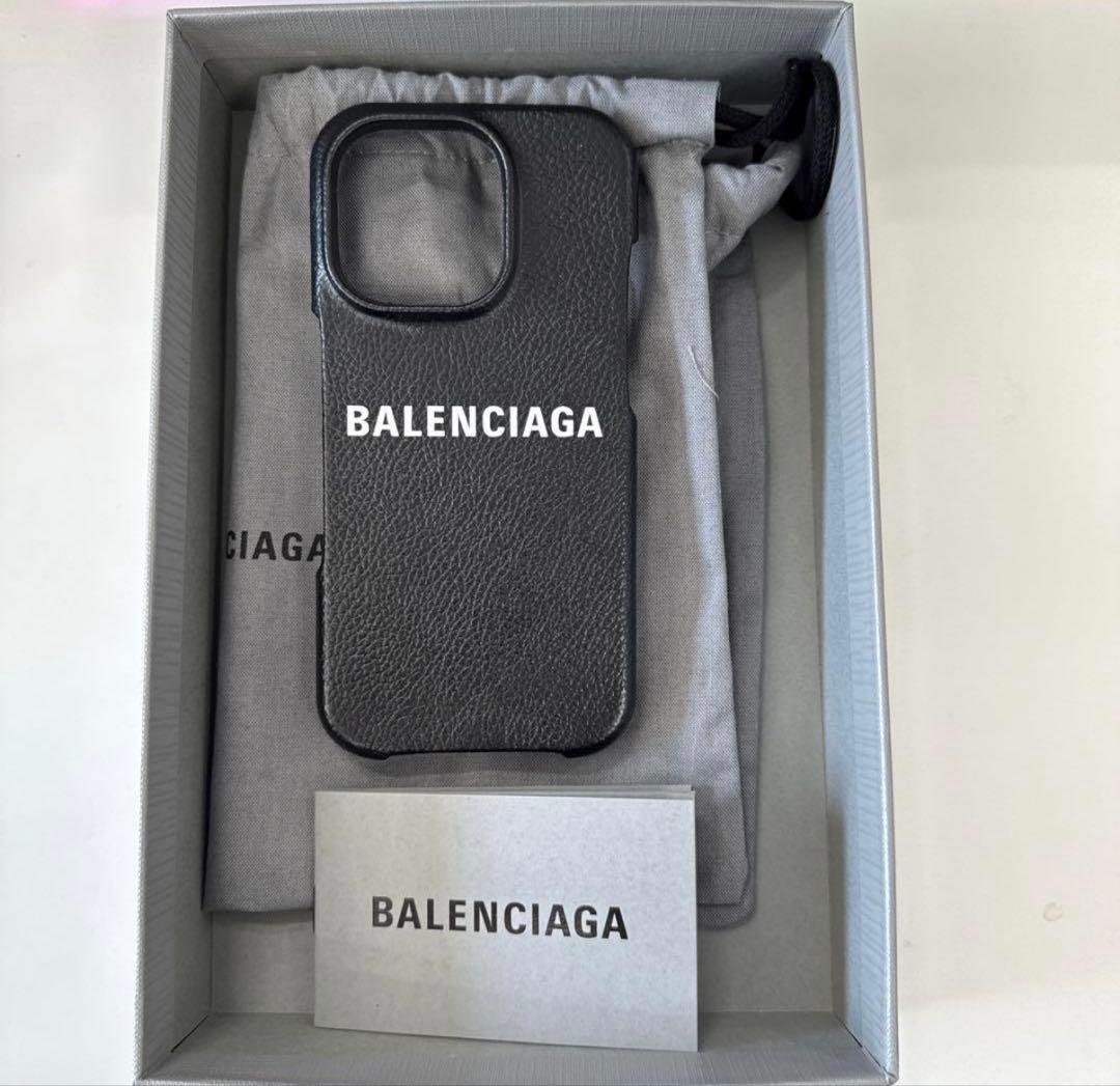 N［日本限定販売］BALENCIAGA レザー iPhoneケースブラック