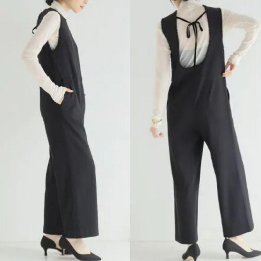 IENA 二重織 ツイルオールインワン 黒 38