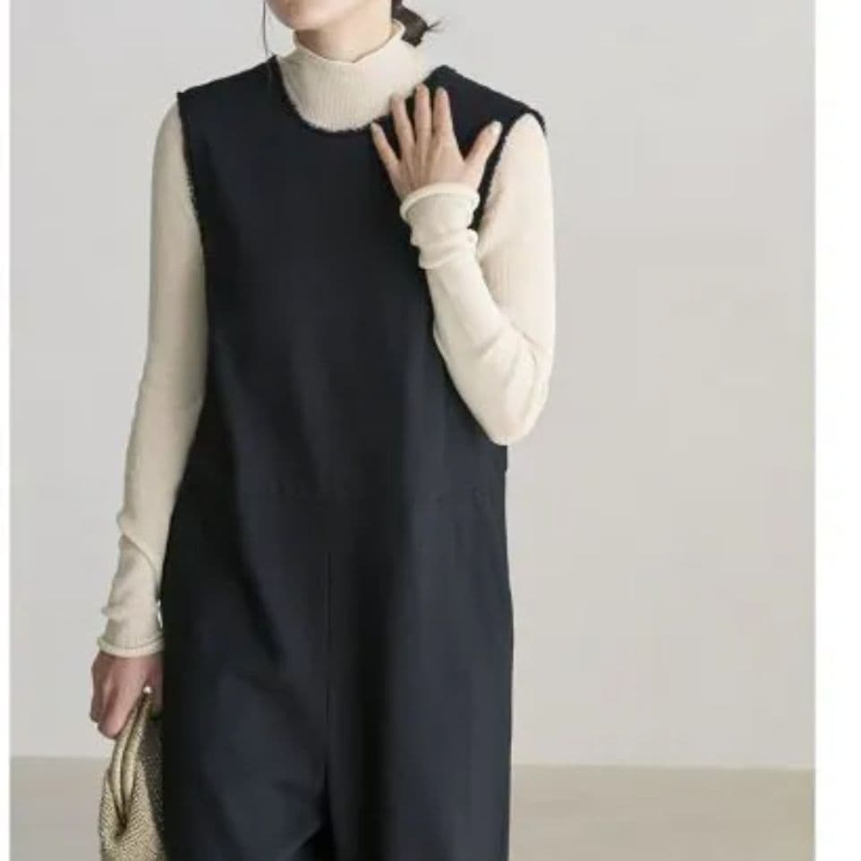 IENA 二重織 ツイルオールインワン 黒 38