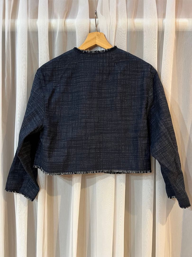 【美品】トゥモローランド　ロングスラブツイード クルーネックジャケット