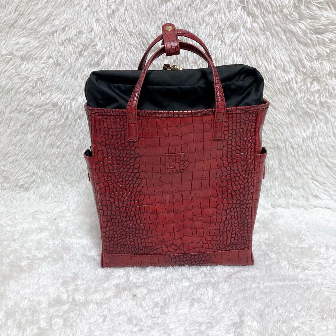 SWANY スワニー キャリーバッグ キャリー カート クロコ 型押し レッド
