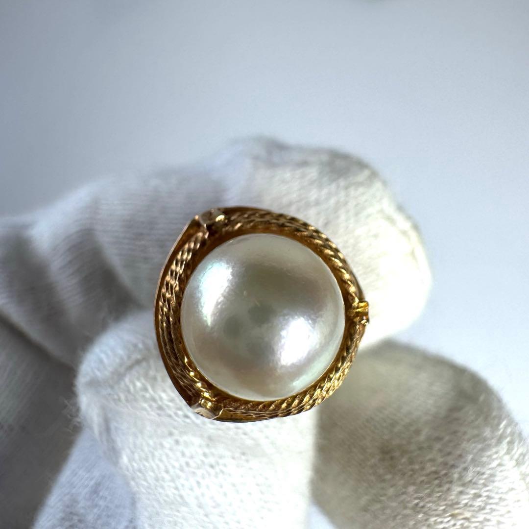 カフス　K18 真珠　18金