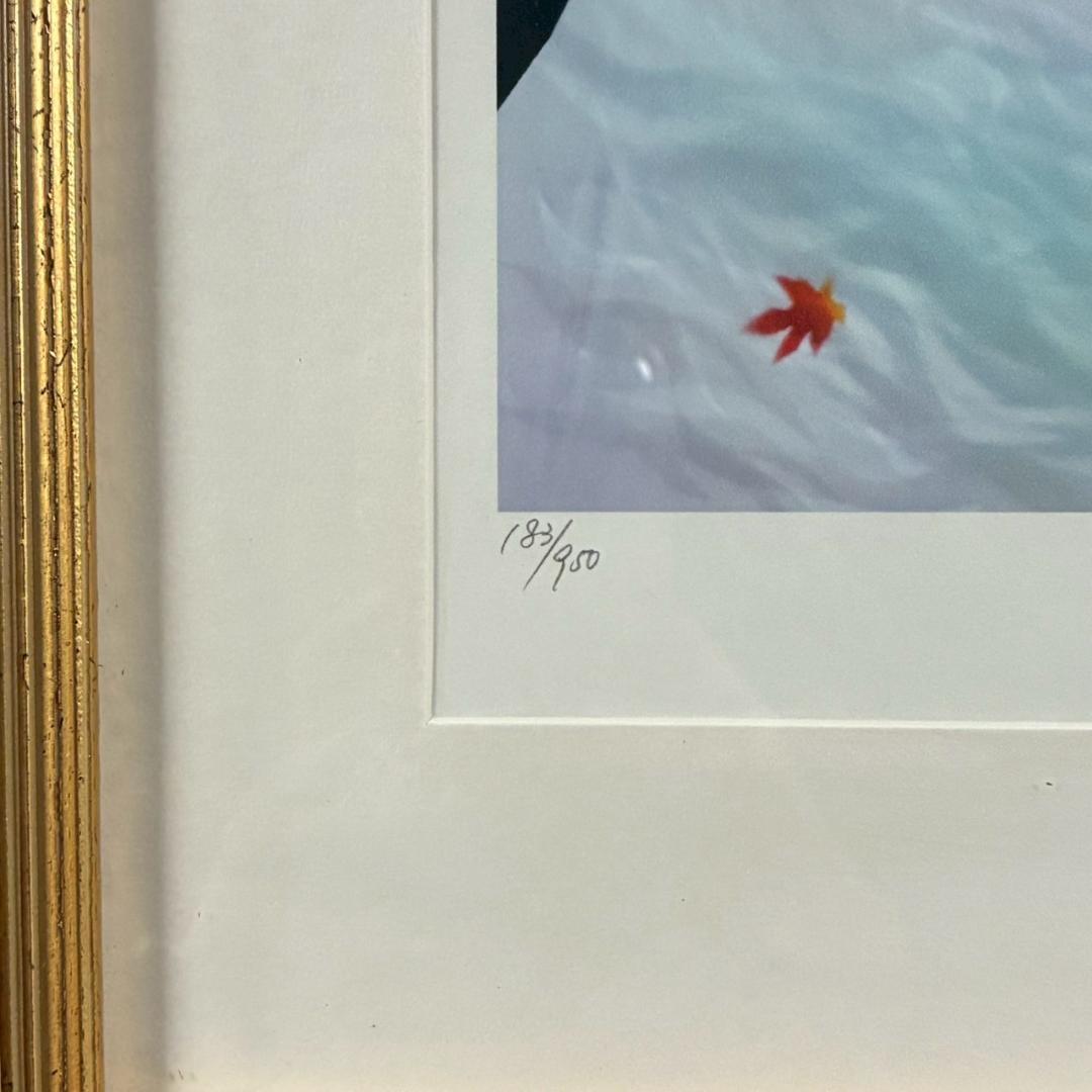 美品 藤城清治「日本の愛唄歌10月 紅葉」レフグラフ 直筆サイン入 楽譜付