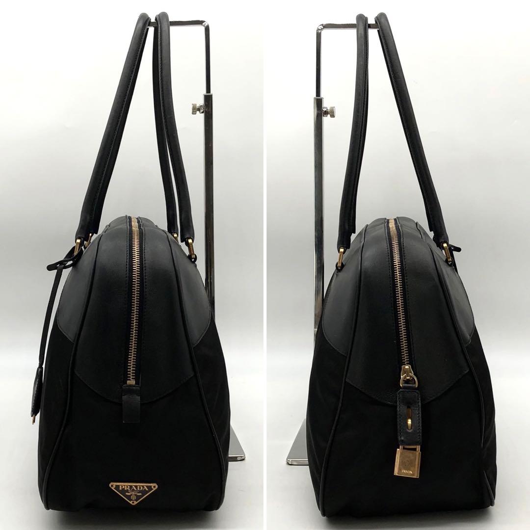✨美品✨プラダ ボーリングバッグ 三角ロゴ カデナ ナイロン レザー 切り替え