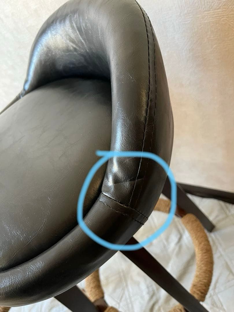 iodoos カウンターチェア 木製360度回転 生地 2脚セット ブラック