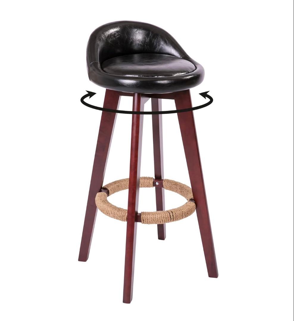 iodoos カウンターチェア 木製360度回転 生地 2脚セット ブラック