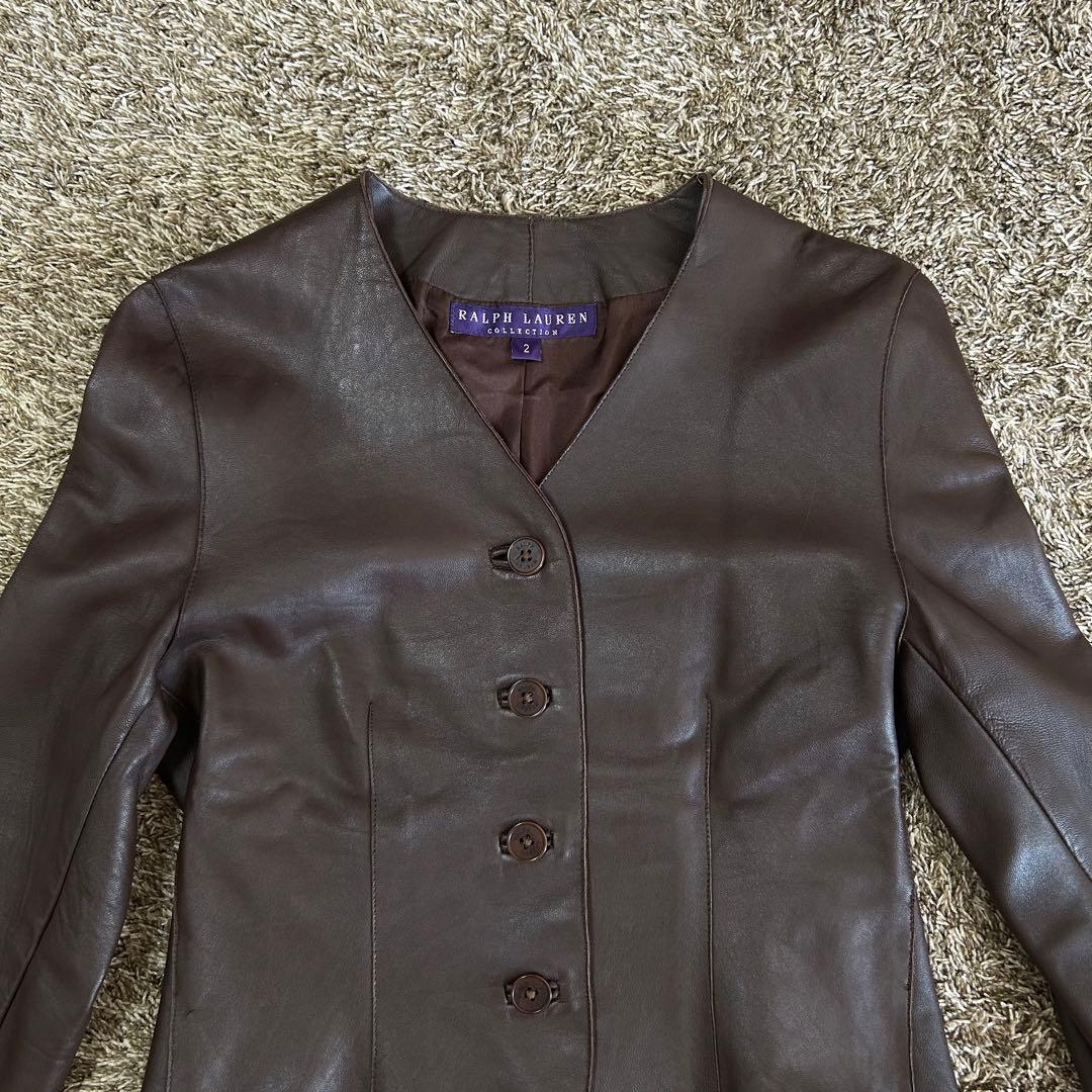 希少 ラルフローレン パープルレーベル レザー ジャケット ブラウン ラムレザー