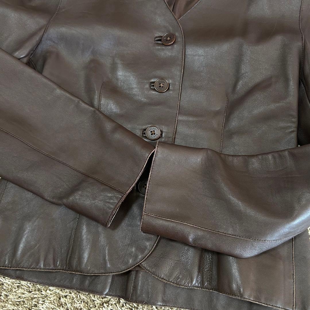 希少 ラルフローレン パープルレーベル レザー ジャケット ブラウン ラムレザー