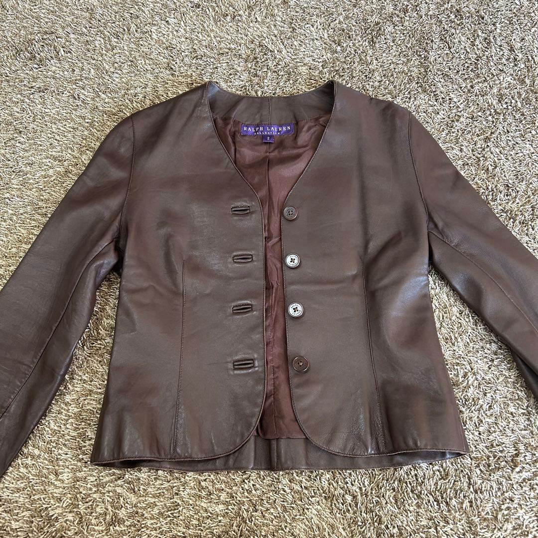 希少 ラルフローレン パープルレーベル レザー ジャケット ブラウン ラムレザー