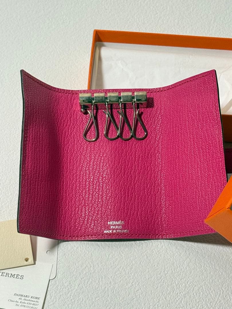 ビンテージ　美品！　エルメス　べアン　キーケース　4連　ピンク系