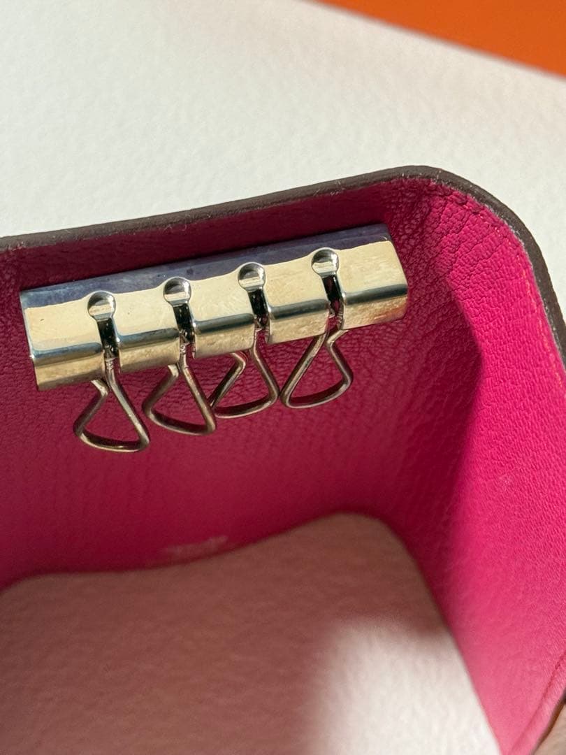 ビンテージ　美品！　エルメス　べアン　キーケース　4連　ピンク系