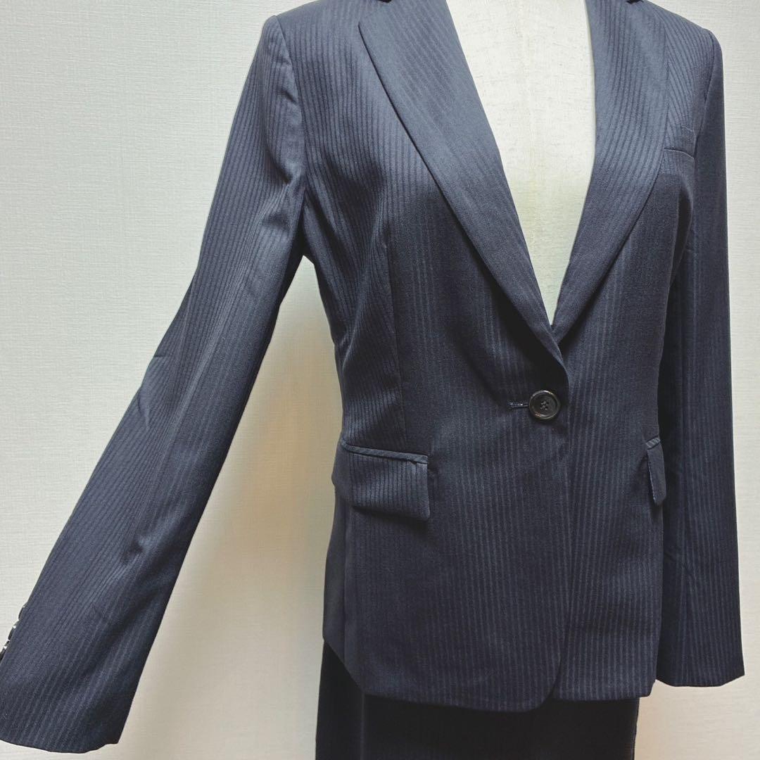 未使用　アンタイトル　スカートスーツ　シャドーストライプ　Jクオリティ　ウール