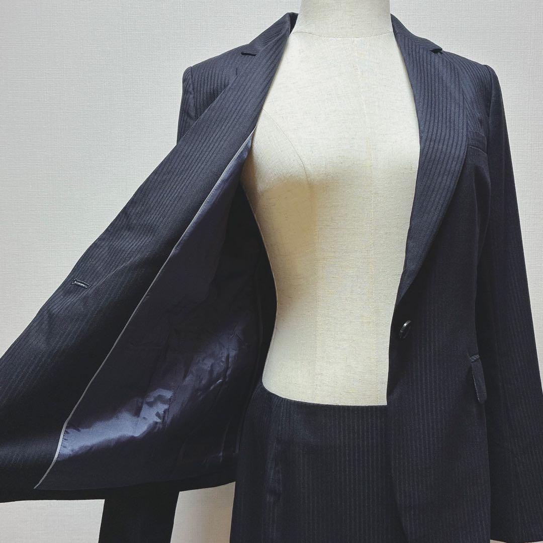 未使用　アンタイトル　スカートスーツ　シャドーストライプ　Jクオリティ　ウール