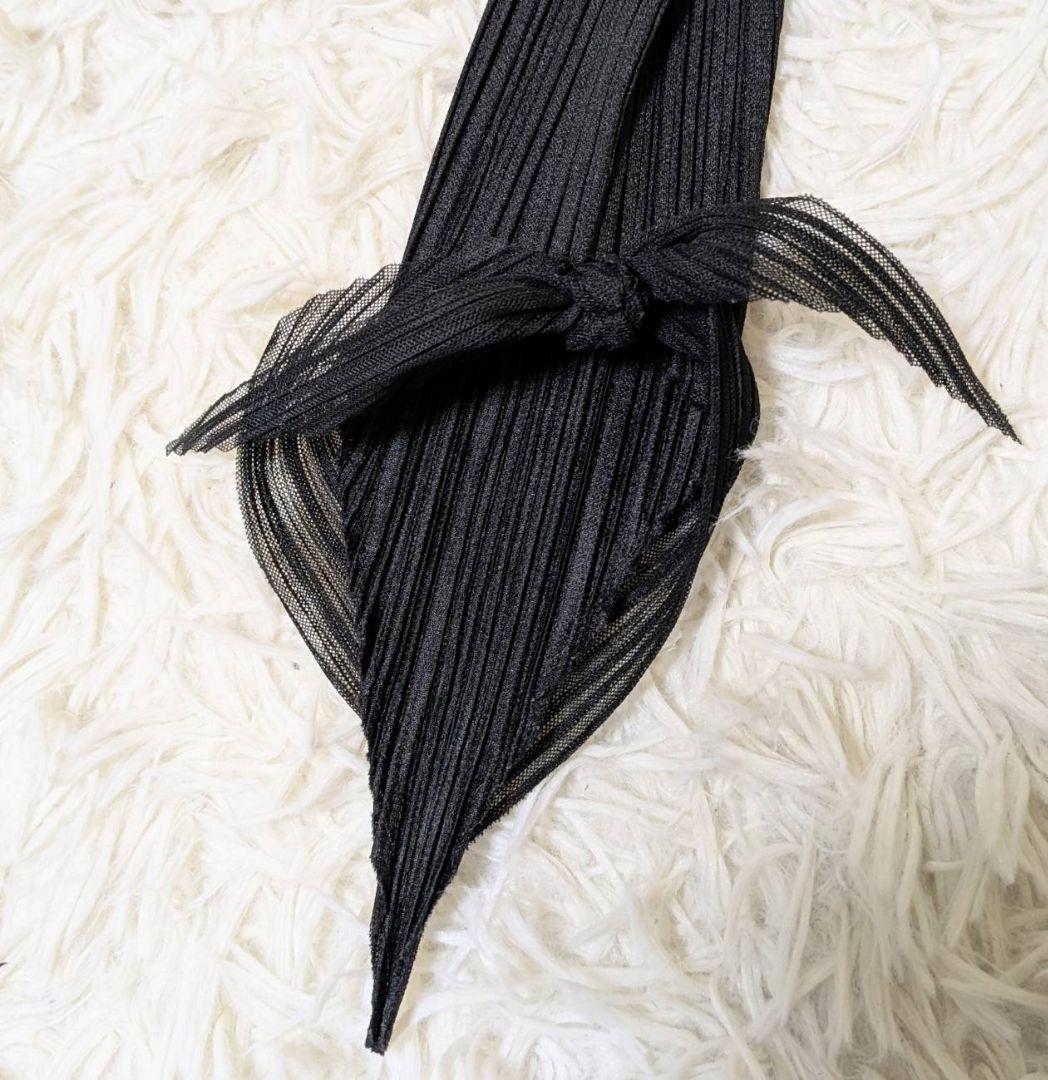 プリーツプリーズ カットソー 長袖 リボン ブラック L