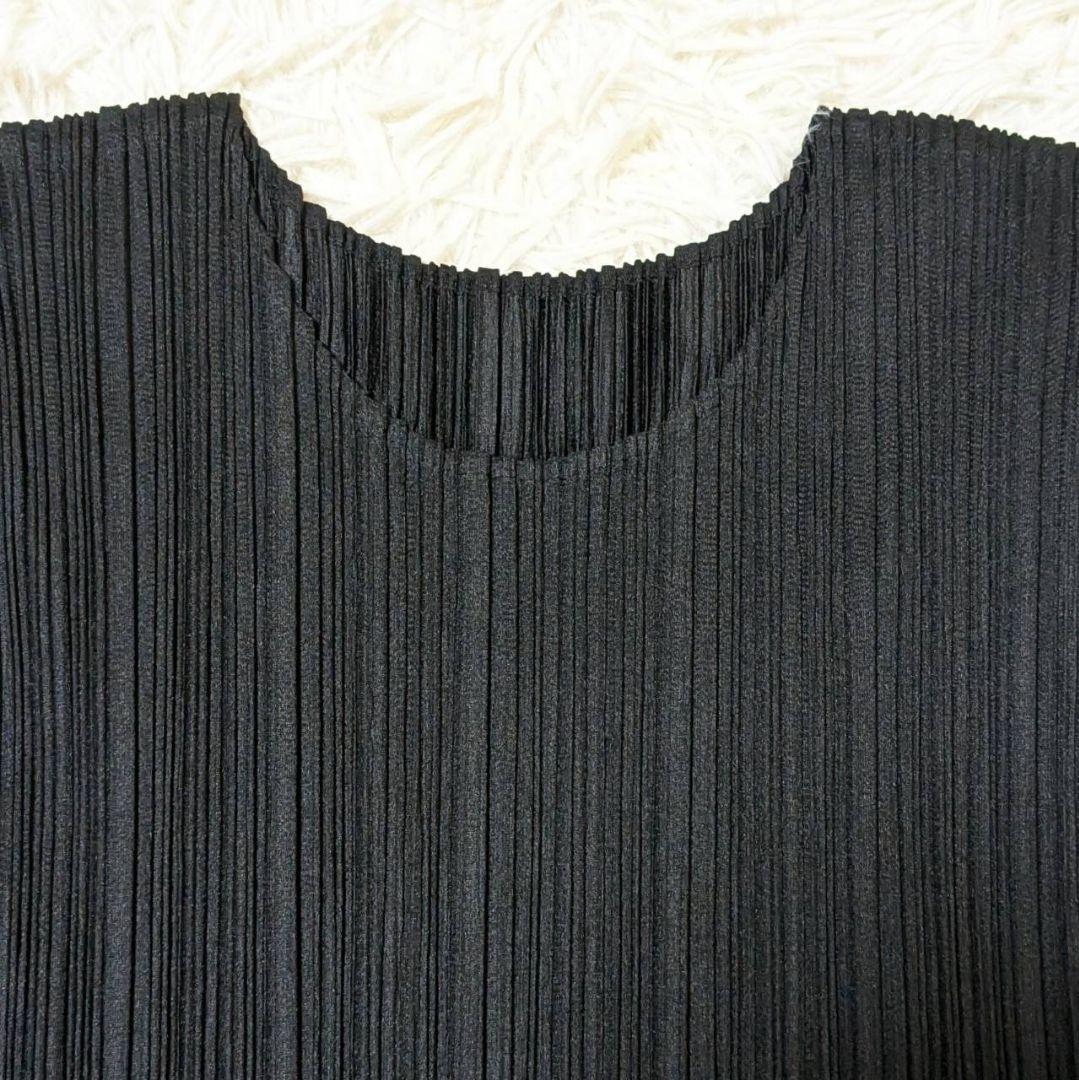 プリーツプリーズ カットソー 長袖 リボン ブラック L