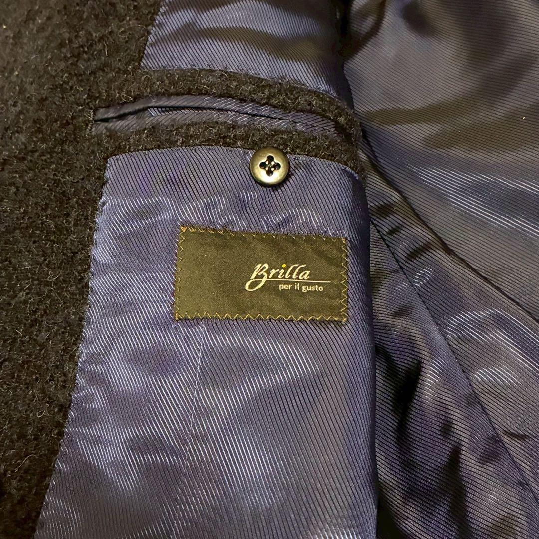 美品/L⭐️タリアトーレ Brilla コート　ダブル　ツイード　日本製　ネイビー