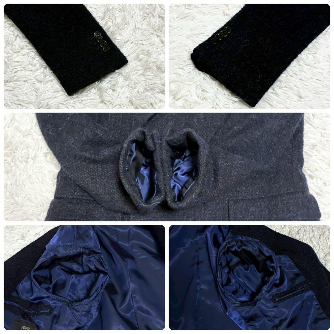 美品/L⭐️タリアトーレ Brilla コート　ダブル　ツイード　日本製　ネイビー