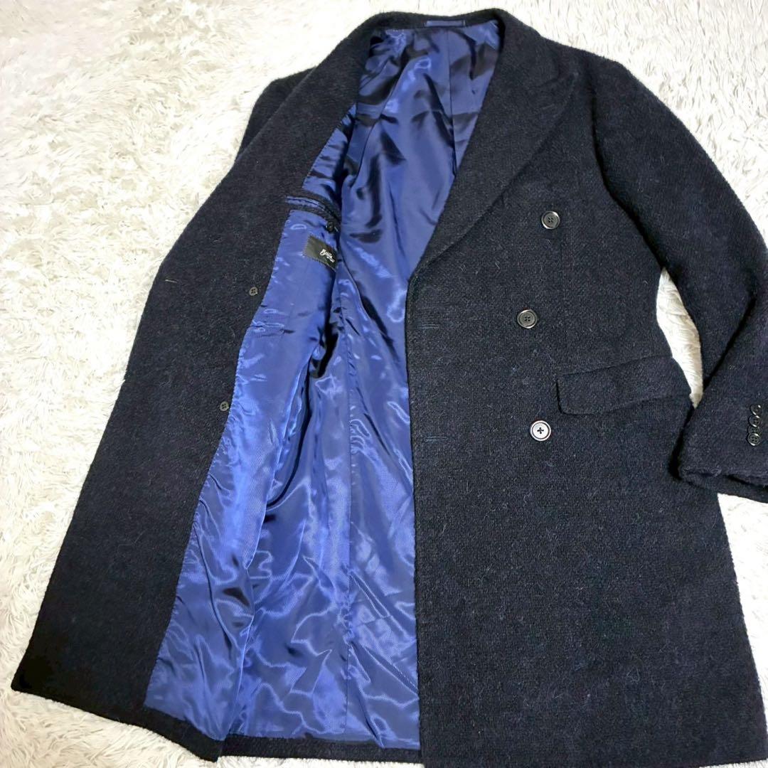 美品/L⭐️タリアトーレ Brilla コート　ダブル　ツイード　日本製　ネイビー