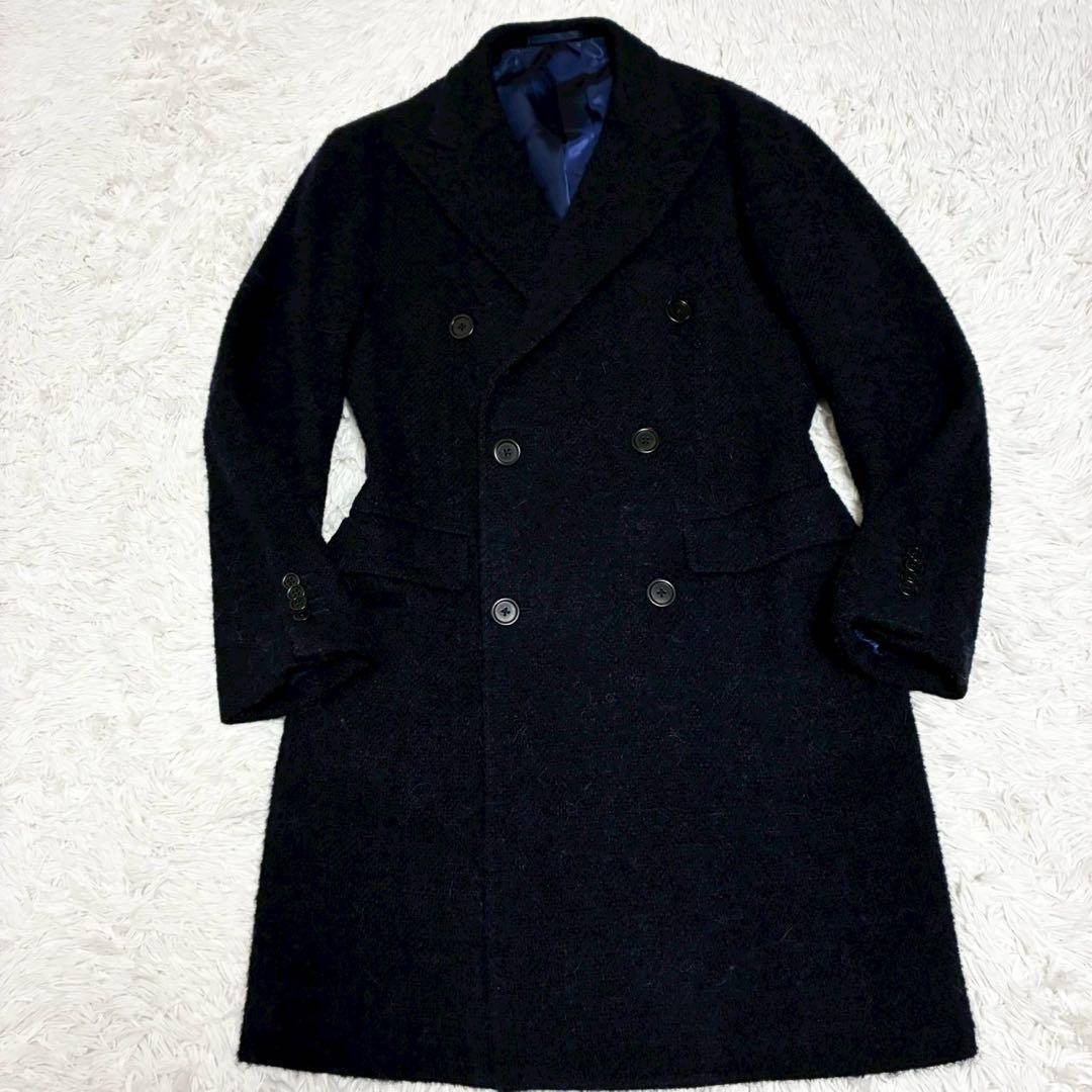 美品/L⭐️タリアトーレ Brilla コート　ダブル　ツイード　日本製　ネイビー