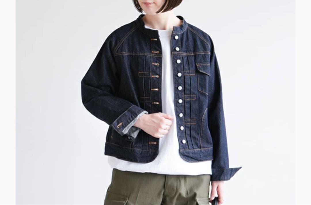 美品スースースー　スタンドカラーベーシックデニムジャケット　si-si-si