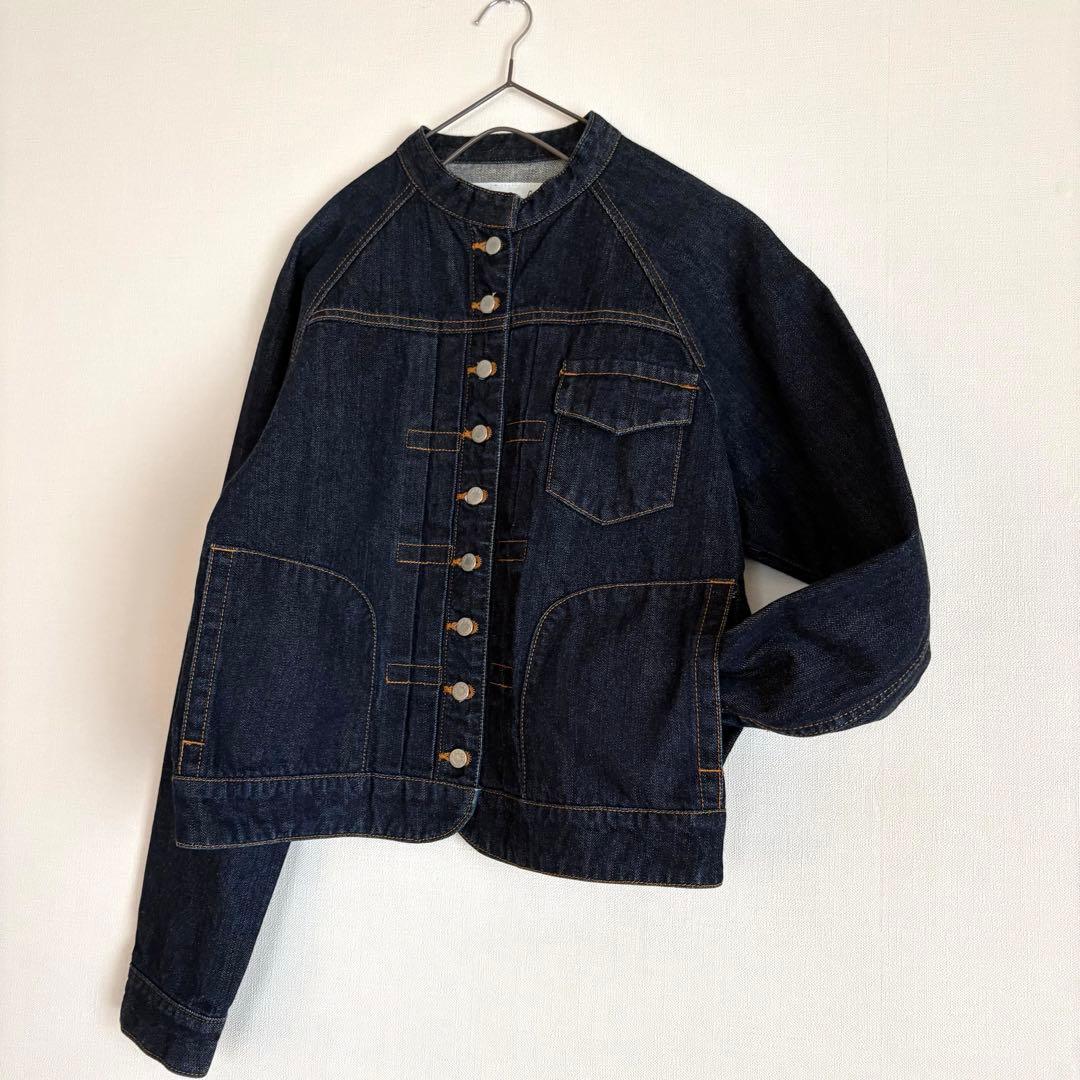 美品スースースー　スタンドカラーベーシックデニムジャケット　si-si-si