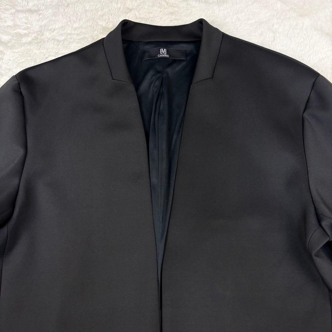 カンビオ リラックスポンチ ノーカラージャケット 上下 セットアップ 黒 M