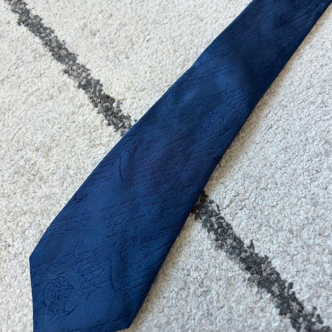 Berluti ベルルッティ　カリグラフィ　メンズネクタイネイビー　シルク100