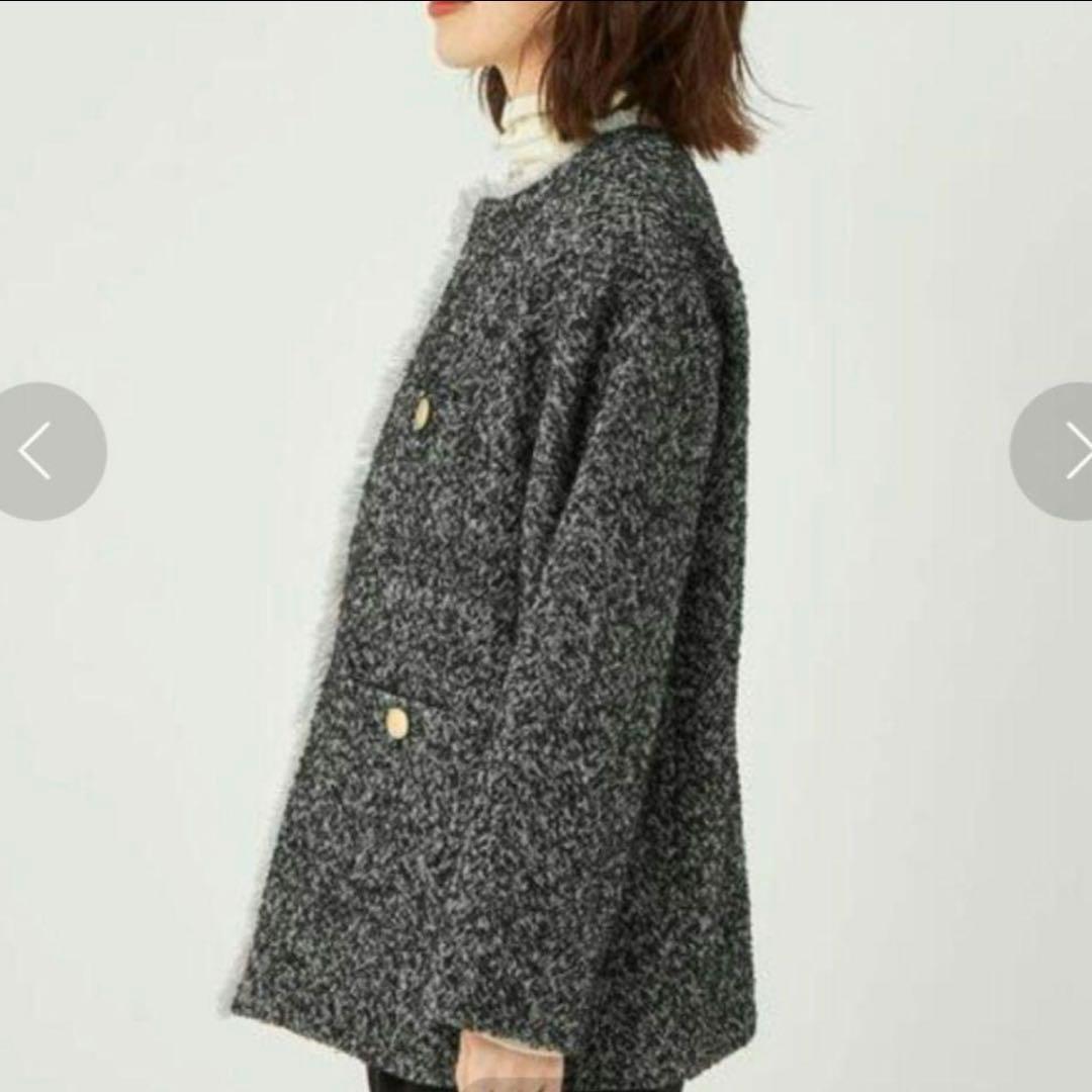 グリーンレーベルリラクシング ツイードノーカラージャケット38