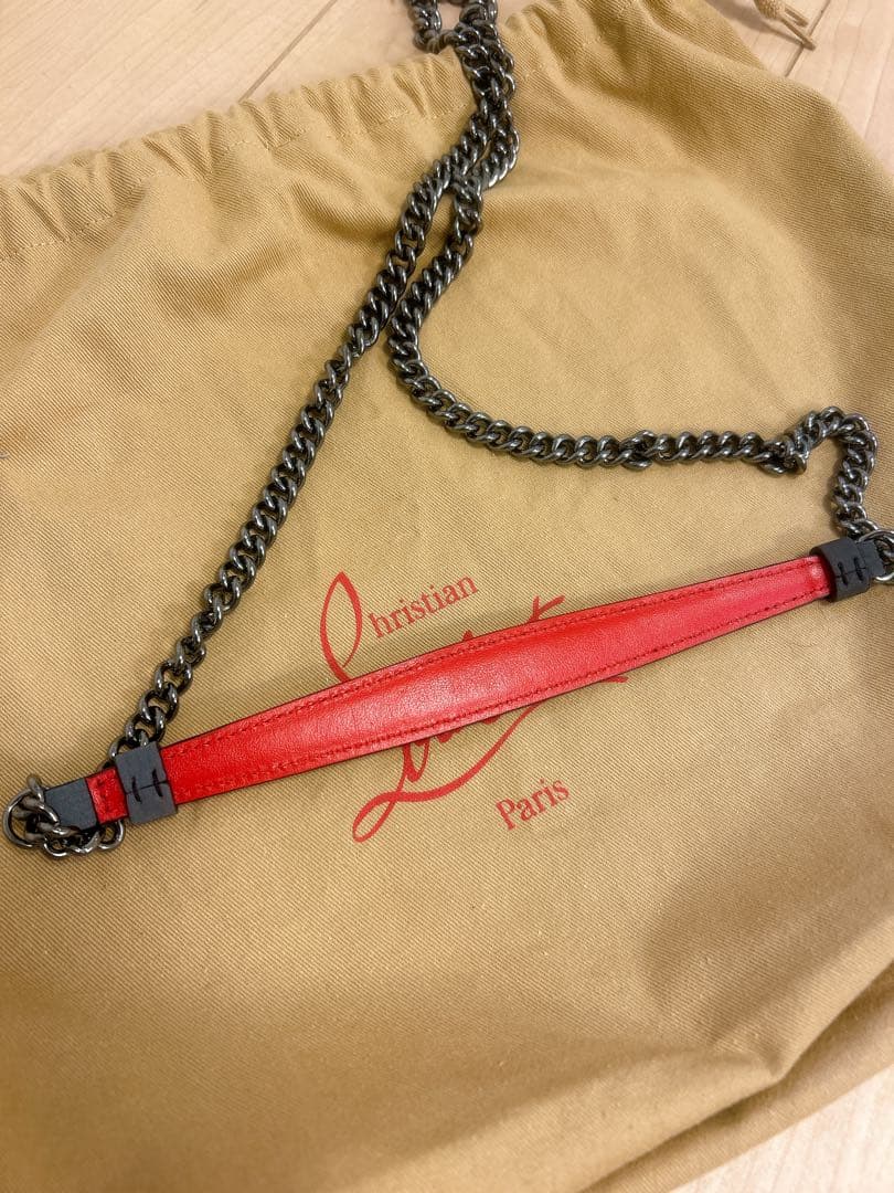 グレー レザー スタッズ クラッチバッグ