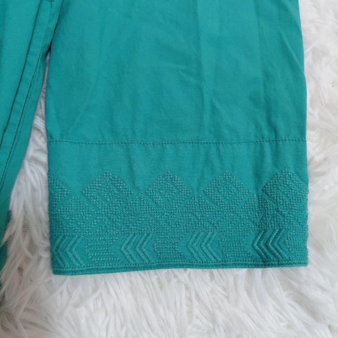 美品✨ヌキテパ　ワンピース　カシュクール 刺繍　ロング丈　ターコイズ