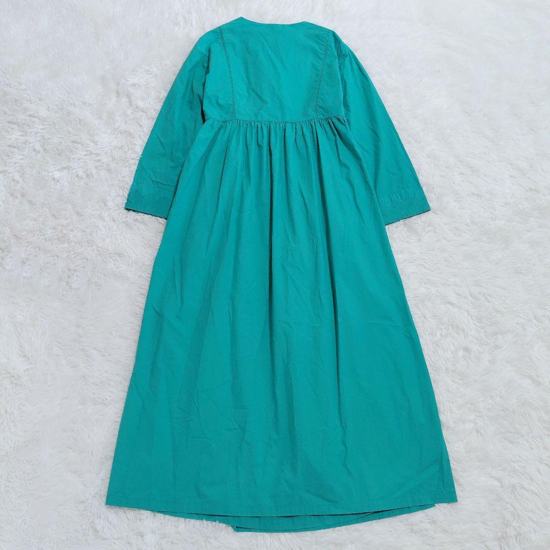 美品✨ヌキテパ　ワンピース　カシュクール 刺繍　ロング丈　ターコイズ