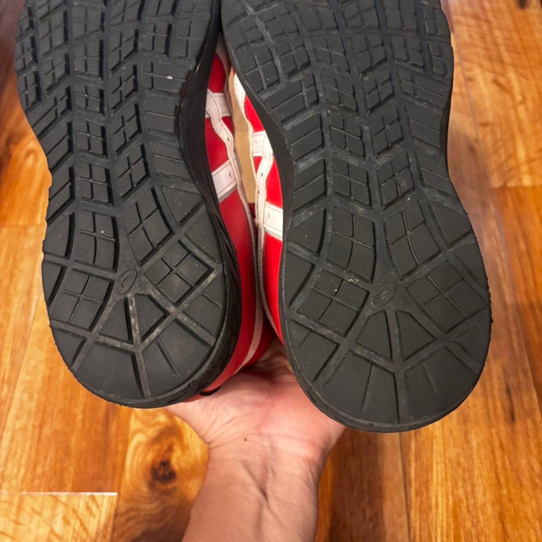 【中古状態良】アシックス 安全靴 ウィンジョブ CP701 レッド×ホワイト