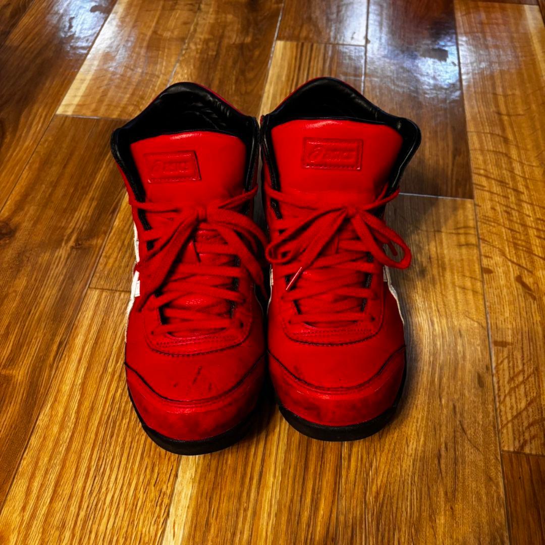 【中古状態良】アシックス 安全靴 ウィンジョブ CP701 レッド×ホワイト