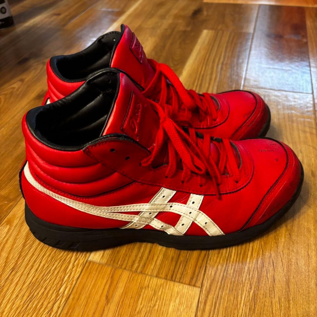 【中古状態良】アシックス 安全靴 ウィンジョブ CP701 レッド×ホワイト