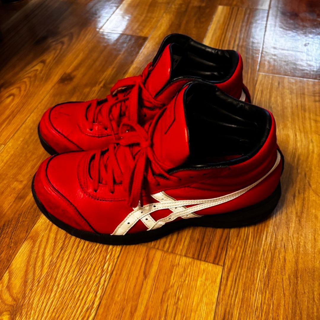 【中古状態良】アシックス 安全靴 ウィンジョブ CP701 レッド×ホワイト