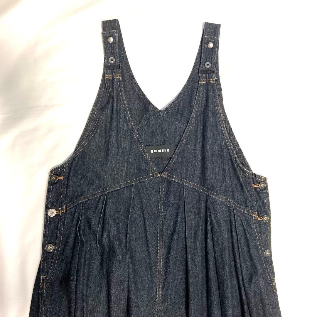gomme ゴム　サロペット　オールインワン　ネイビー