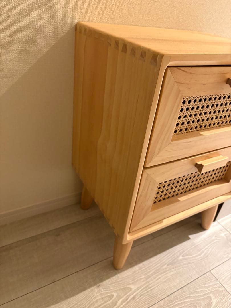 北欧 ヴィンテージキャビネット ラタンマガジンラック サイドテーブル